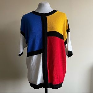vintage 80s colourblock knit top